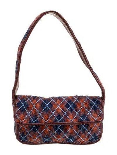 Pre-owned Staud Satin Shoulder Bag In Burgundy