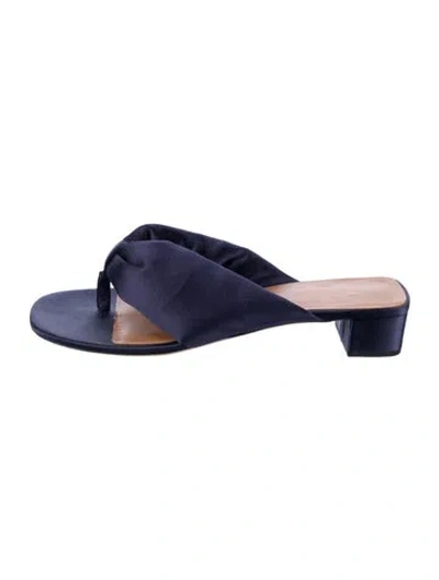 Pre-owned Staud Satin Slides In Blue