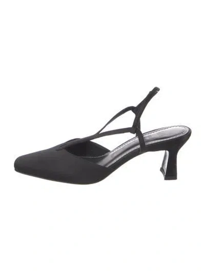 Pre-owned Staud Satin Slingback Pumps In Black