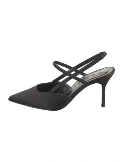 Pre-owned Staud Satin Slingback Pumps In Black