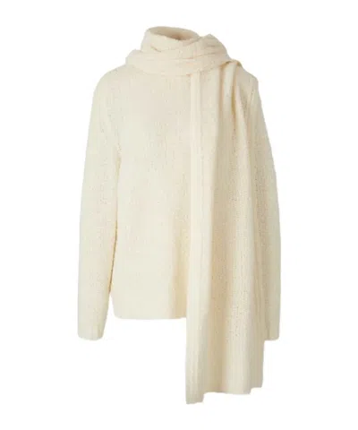 Staud Scarf Detailed Knit Jersey Jumper In Neutral