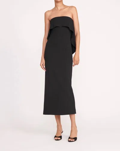 Staud Scarlett Strapless Midi Dress In Black