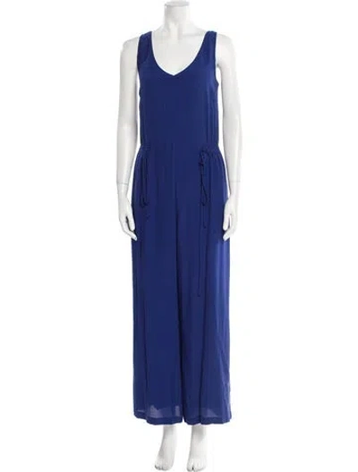 Pre-owned Staud Scoop Neck Jumpsuit In Blue