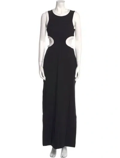 Pre-owned Staud Scoop Neck Long Dress In Black