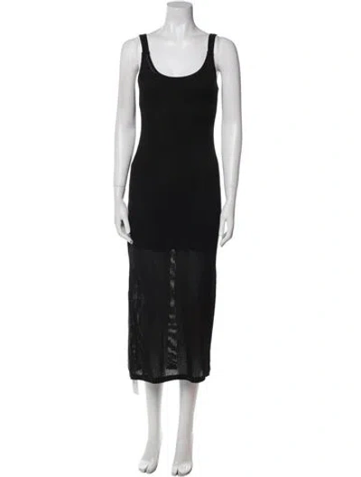 Pre-owned Staud Scoop Neck Long Dress In Black