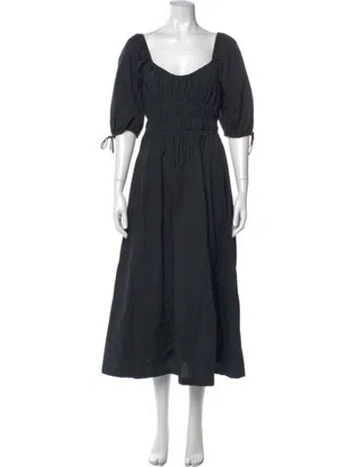 Pre-owned Staud Scoop Neck Long Dress In Black