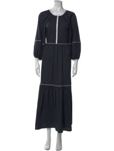 Pre-owned Staud Scoop Neck Long Dress In Black
