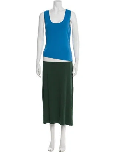 Pre-owned Staud Scoop Neck Long Dress In Blue