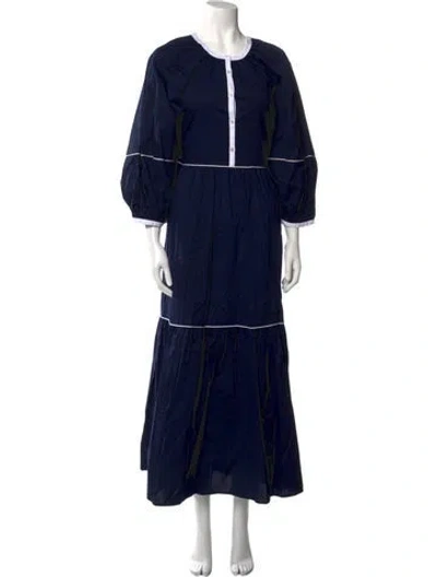 Pre-owned Staud Scoop Neck Long Dress In Blue