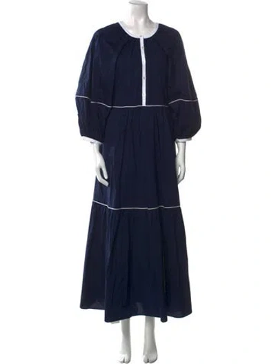 Pre-owned Staud Scoop Neck Long Dress In Blue