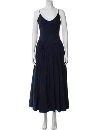 Pre-owned Staud Scoop Neck Long Dress In Blue