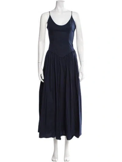 Pre-owned Staud Scoop Neck Long Dress In Blue
