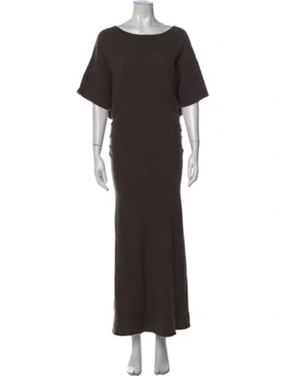 Pre-owned Staud Scoop Neck Long Dress In Brown