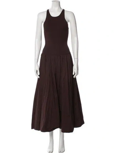 Pre-owned Staud Scoop Neck Long Dress In Brown