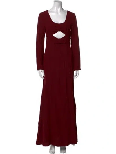 Pre-owned Staud Scoop Neck Long Dress In Burgundy