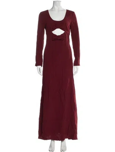 Pre-owned Staud Scoop Neck Long Dress In Burgundy