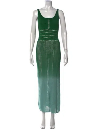 Pre-owned Staud Scoop Neck Long Dress In Green