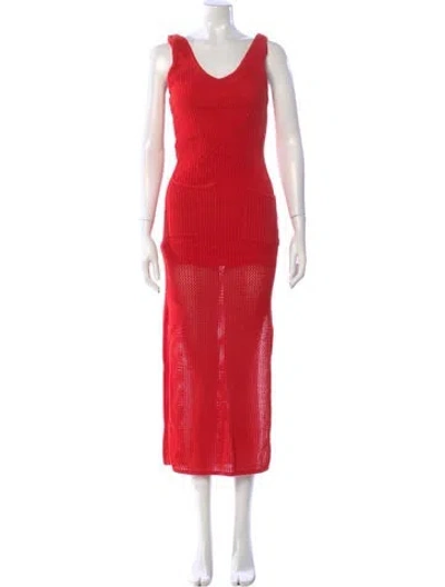 Pre-owned Staud Scoop Neck Long Dress In Red