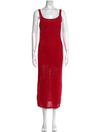 Pre-owned Staud Scoop Neck Long Dress In Red