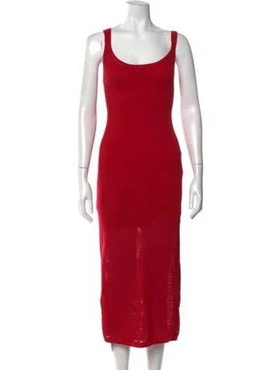 Pre-owned Staud Scoop Neck Long Dress In Red