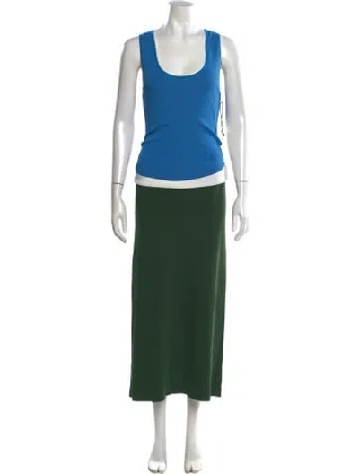 Pre-owned Staud Scoop Neck Long Dress W/ Tags In Green