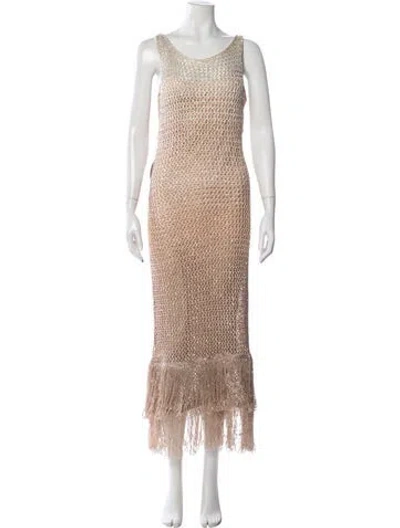 Pre-owned Staud Scoop Neck Long Dress W/ Tags In Neutral