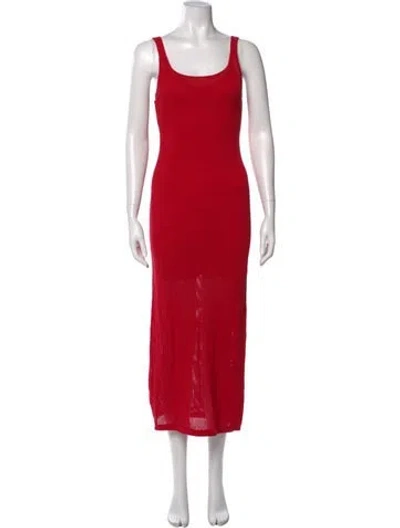 Pre-owned Staud Scoop Neck Long Dress W/ Tags In Red