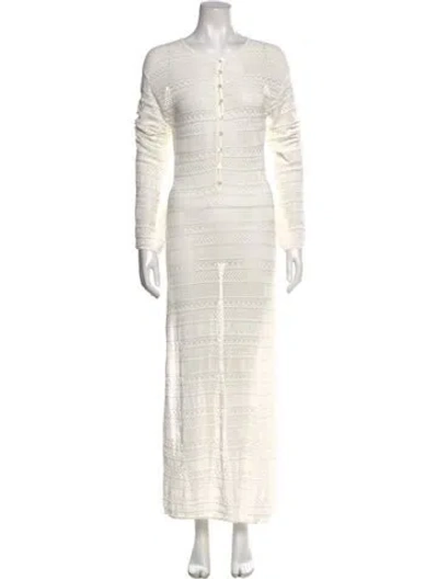 Pre-owned Staud Scoop Neck Long Dress In White