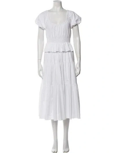 Pre-owned Staud Scoop Neck Long Dress In White