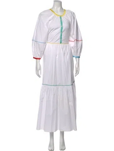 Pre-owned Staud Scoop Neck Long Dress In White