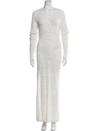 Pre-owned Staud Scoop Neck Long Dress In White