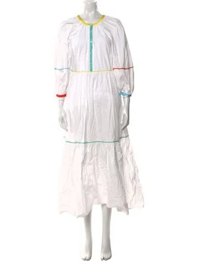 Pre-owned Staud Scoop Neck Long Dress In White