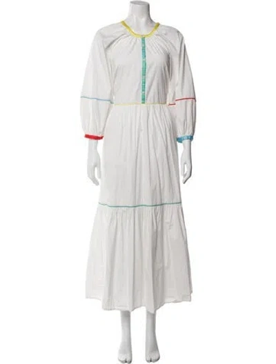 Pre-owned Staud Scoop Neck Long Dress In White