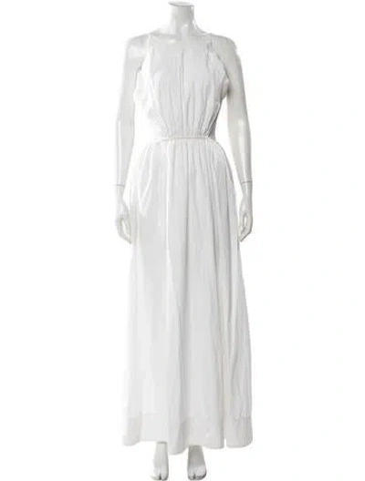 Pre-owned Staud Scoop Neck Long Dress In White