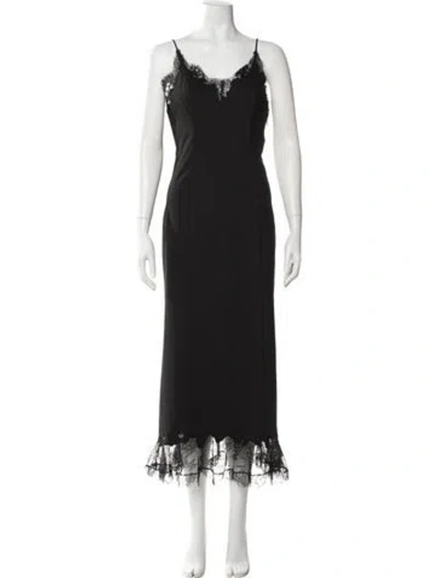Pre-owned Staud Scoop Neck Midi Length Dress In Black