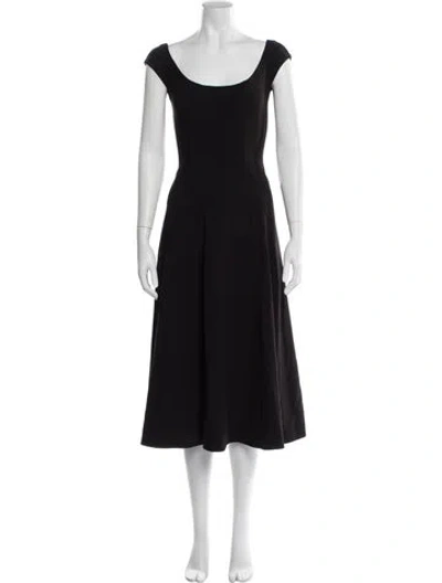 Pre-owned Staud Scoop Neck Midi Length Dress In Black