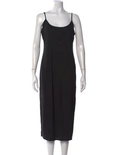 Pre-owned Staud Scoop Neck Midi Length Dress In Black