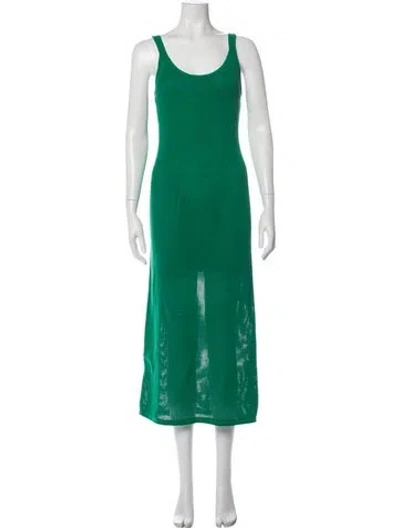 Pre-owned Staud Scoop Neck Midi Length Dress In Green