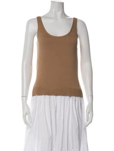 Pre-owned Staud Scoop Neck Midi Length Dress In Neutrals/white
