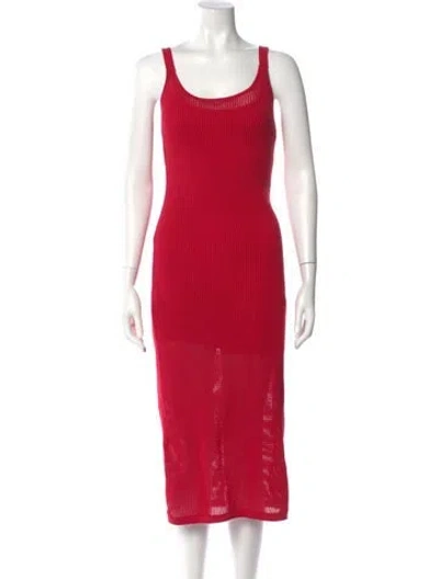 Pre-owned Staud Scoop Neck Midi Length Dress In Red