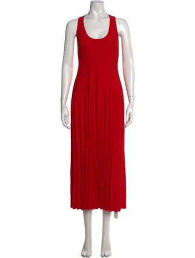 Pre-owned Staud Scoop Neck Midi Length Dress In Red