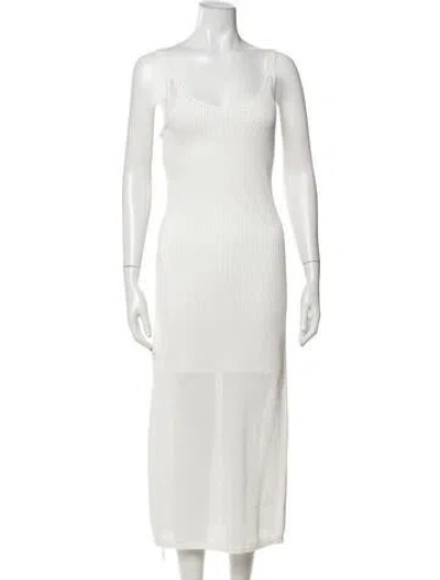 Pre-owned Staud Scoop Neck Midi Length Dress In White