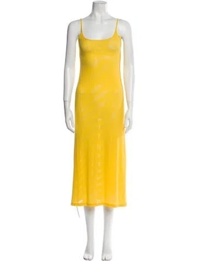 Pre-owned Staud Scoop Neck Midi Length Dress In Yellow