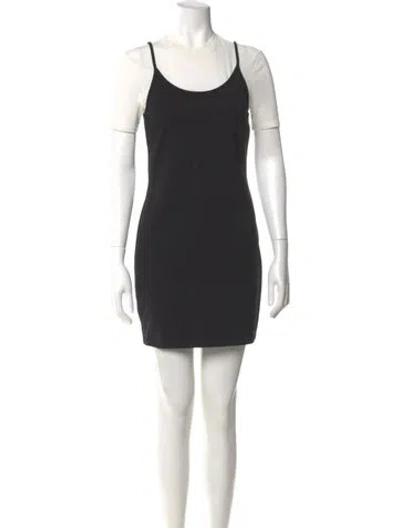 Pre-owned Staud Scoop Neck Mini Dress In Black