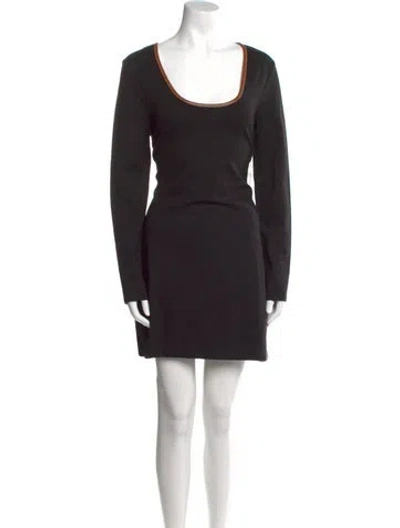 Pre-owned Staud Scoop Neck Mini Dress In Black