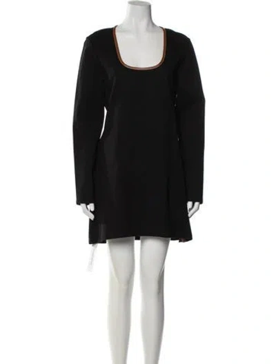 Pre-owned Staud Scoop Neck Mini Dress In Black