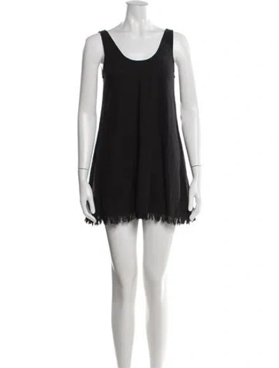 Pre-owned Staud Scoop Neck Mini Dress In Black
