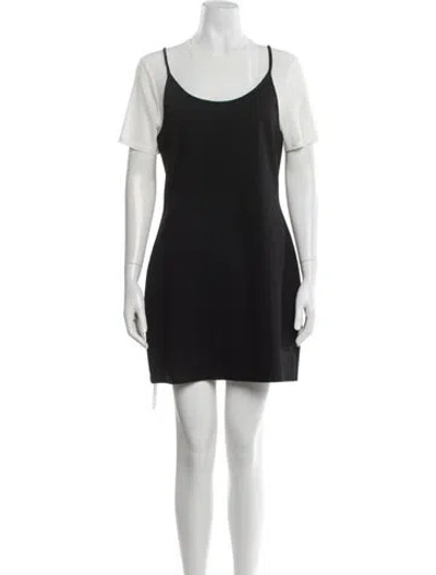 Pre-owned Staud Scoop Neck Mini Dress In Black