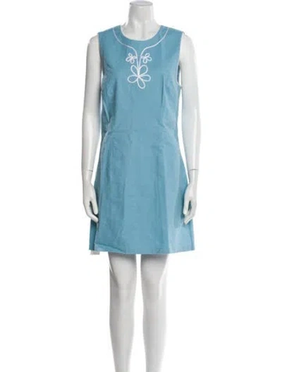 Pre-owned Staud Scoop Neck Mini Dress In Blue