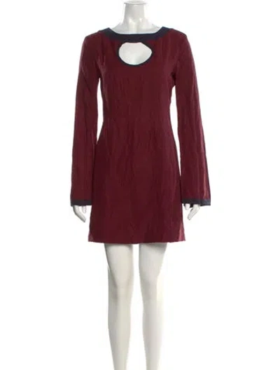 Pre-owned Staud Scoop Neck Mini Dress In Burgundy